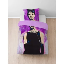 SID MAURER Mikrofaser Bettwäsche Audrey Hepburn viola, 1x 155x220 cm + 1x 80x80 cm