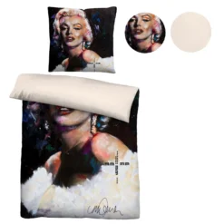 SID MAURER Mikrofaser Bettwäsche Marilyn Monroe weiß, 1x 135x200 cm + 1x 80x80 cm