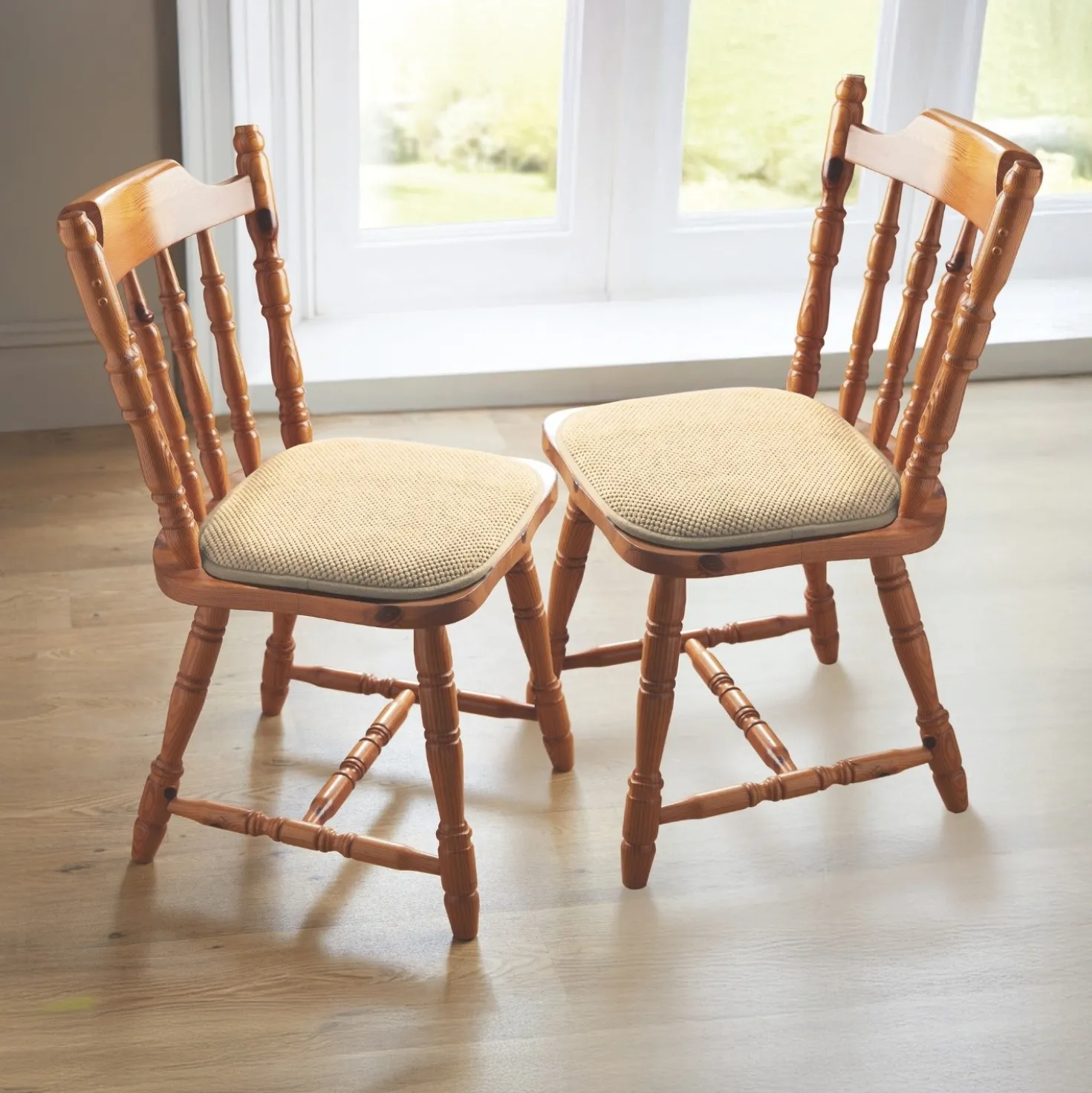 Sitzkissen mit rutschfester Unterseite beige 2er-Set Eldo