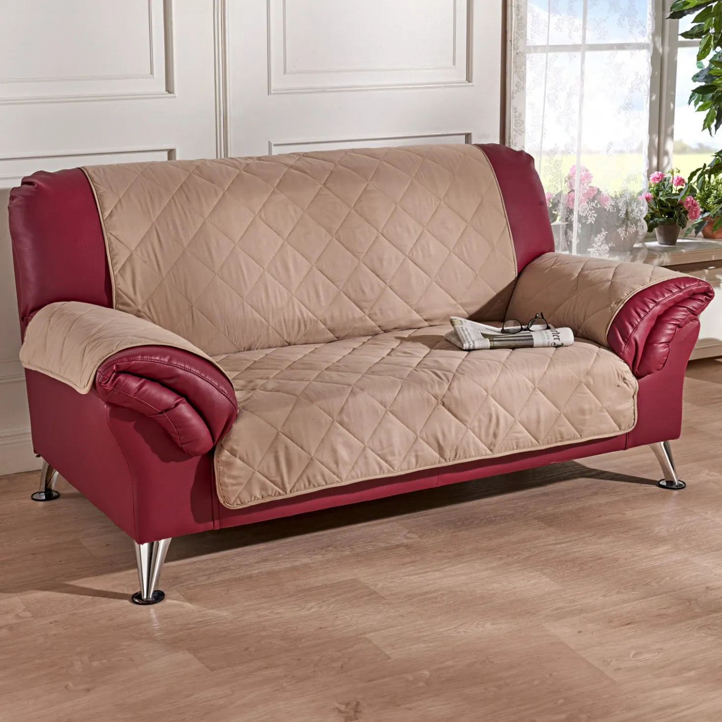 Sofaüberwurf 3-Sitzer beige