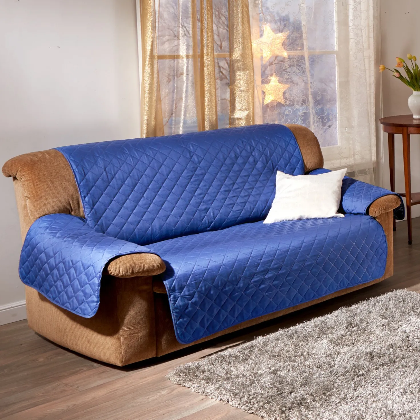 Sofaüberwurf 2-Sitzer blau 188 x 225 cm