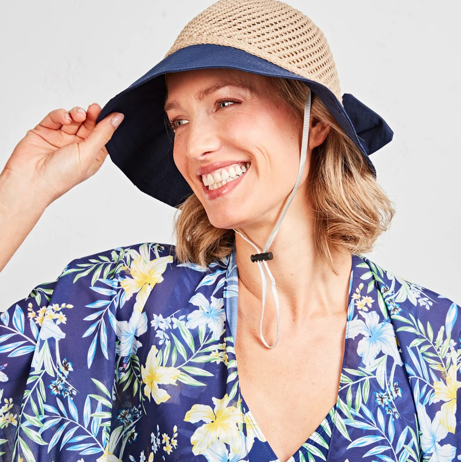 Sommerhut blaue Schleife