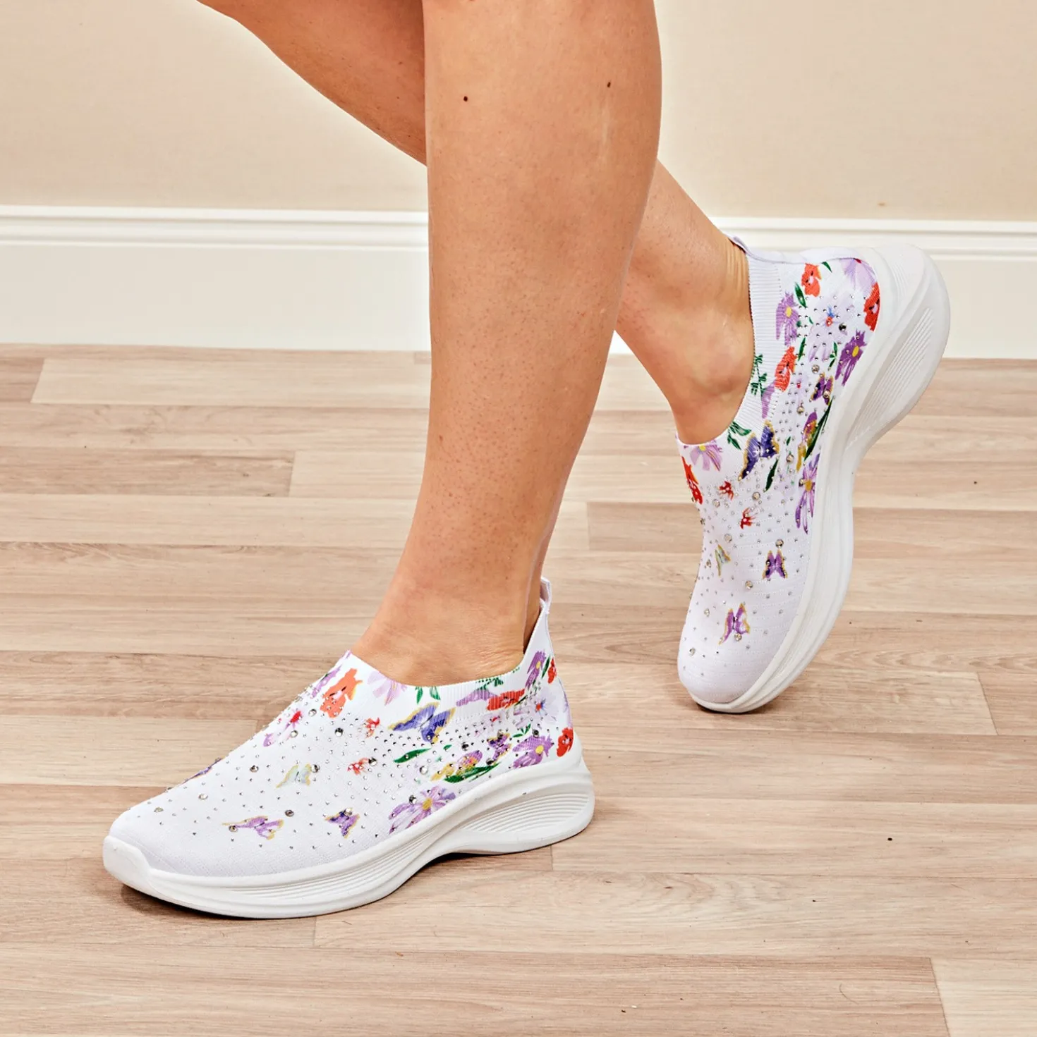 Sommer-Sneaker weiß/geblümt