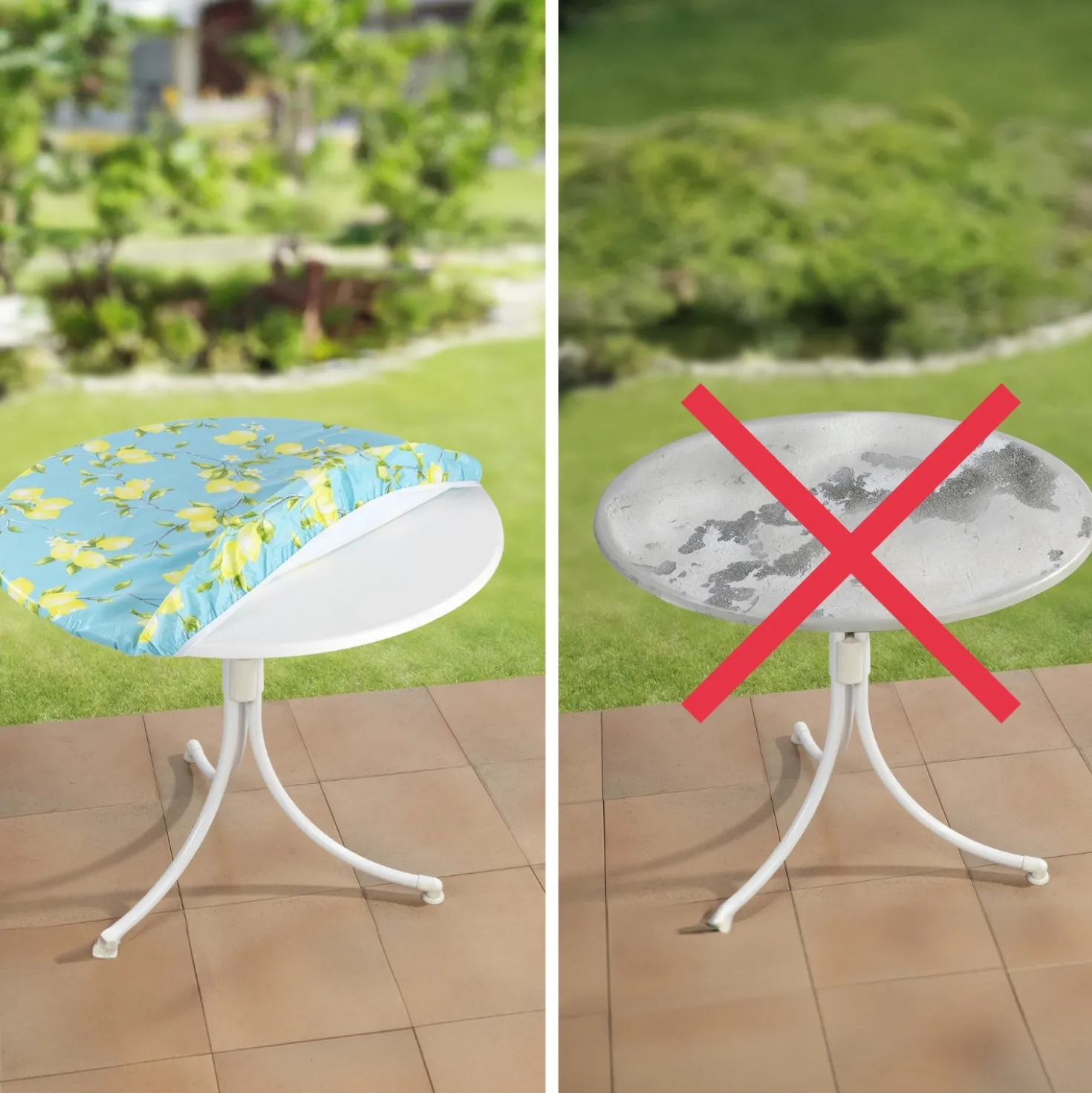 Spanntischdecke Zitrone Ø 70–86 cm