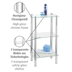 Standregal Yago viereckig 3 Ablagen aus Edelstahl & Glas WENKO
