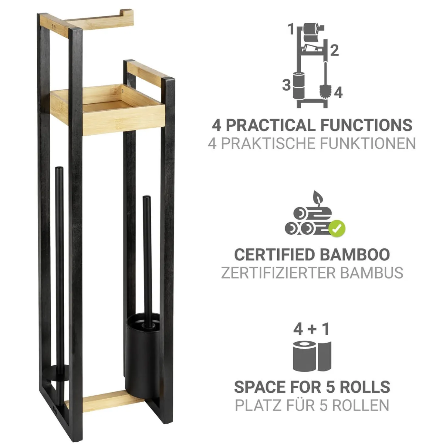 Stand WC-Garnitur 4-in-1 „Braidi“ Bambus WENKO