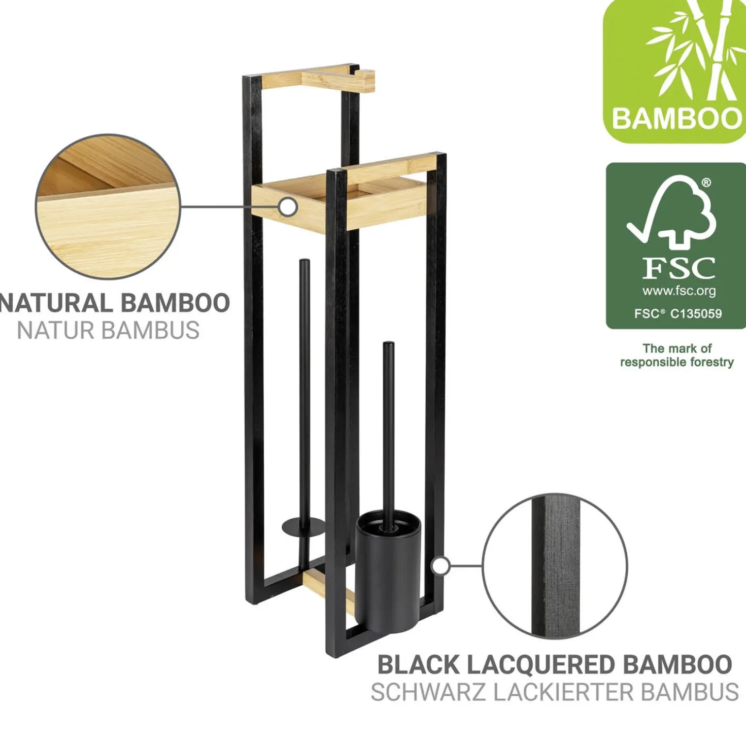 Stand WC-Garnitur 4-in-1 „Braidi“ Bambus WENKO