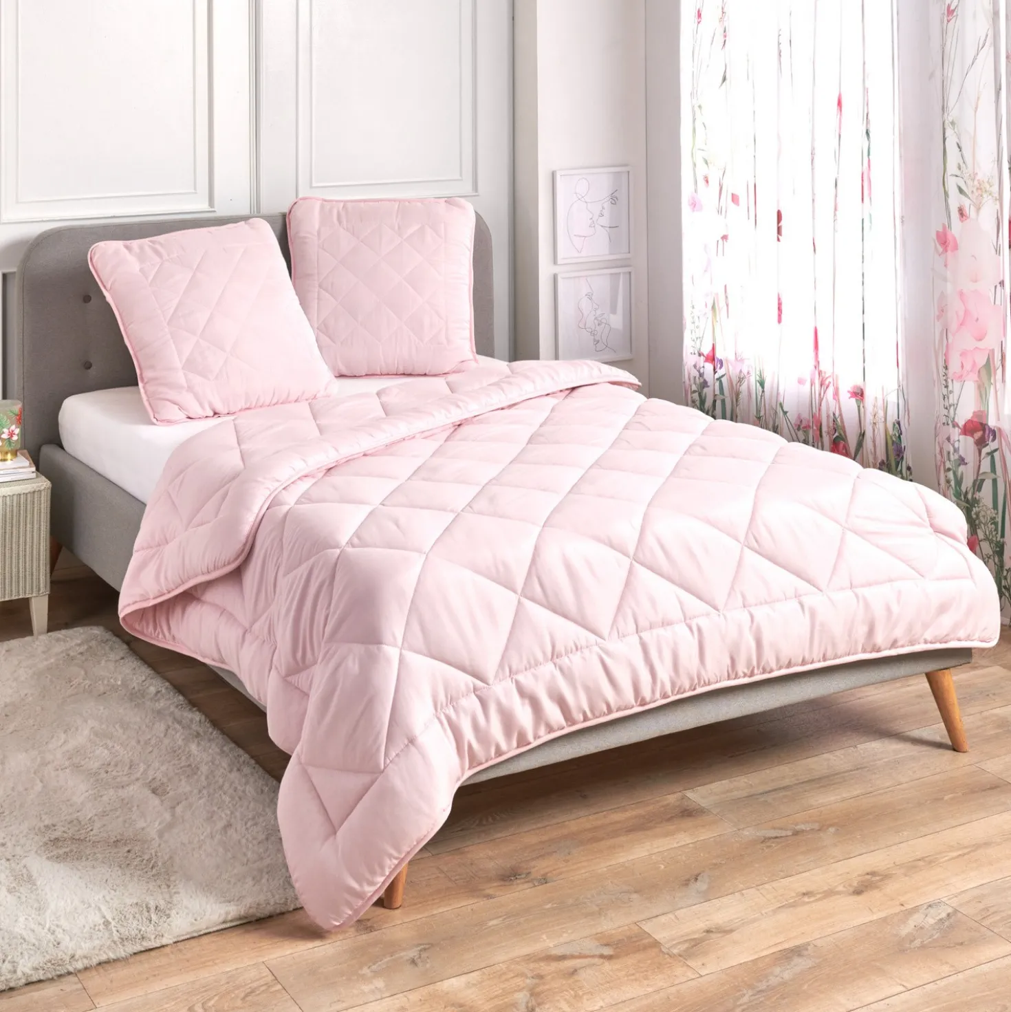 Steppbett rosé 135x200cm Eldo