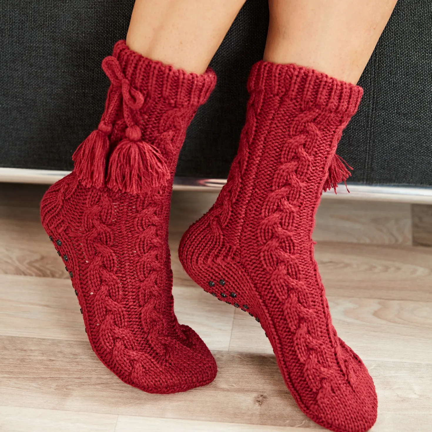 Stopper-Socken bordeaux
