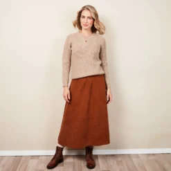 Strickpullover mit Schalkragen beige