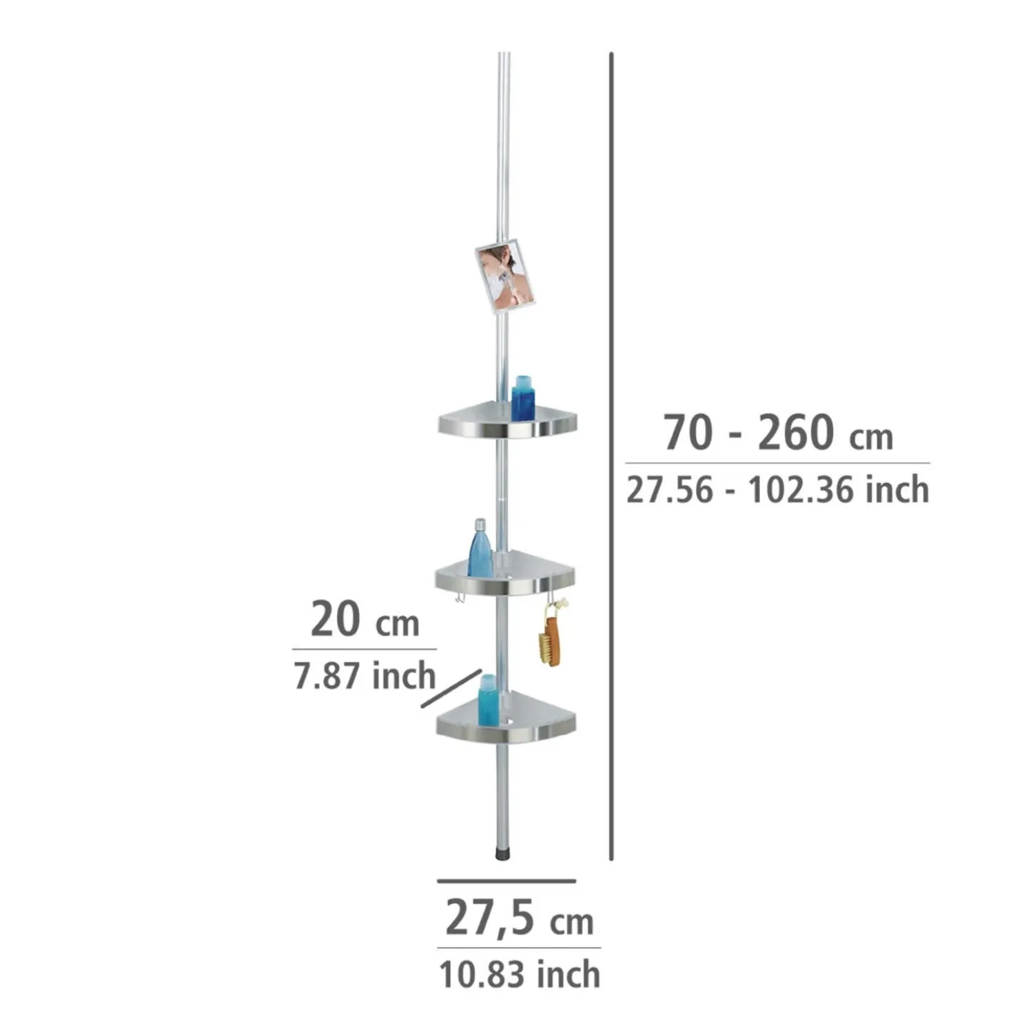 Teleskop-Duschecke Premium mit Spiegel satiniert WENKO
