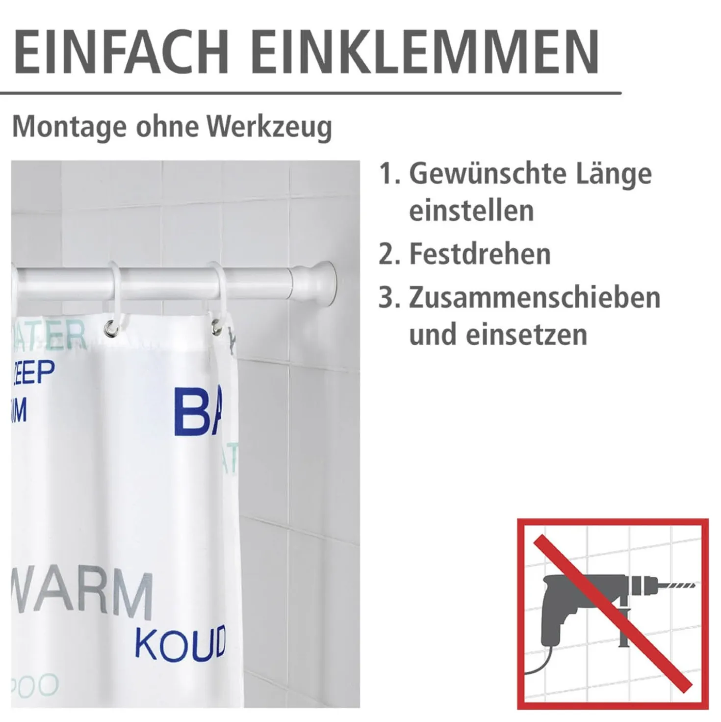 Teleskop-Duschstange extra stark WENKO