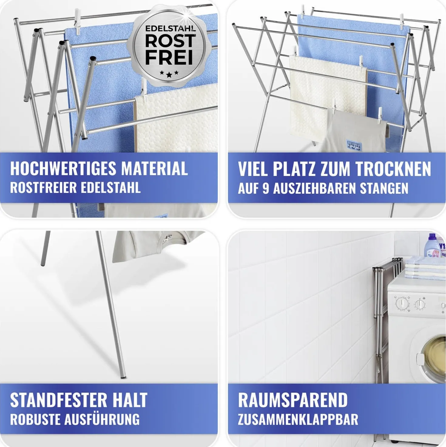 Teleskop-Wäschetrockner Edelstahl MAXIMEX