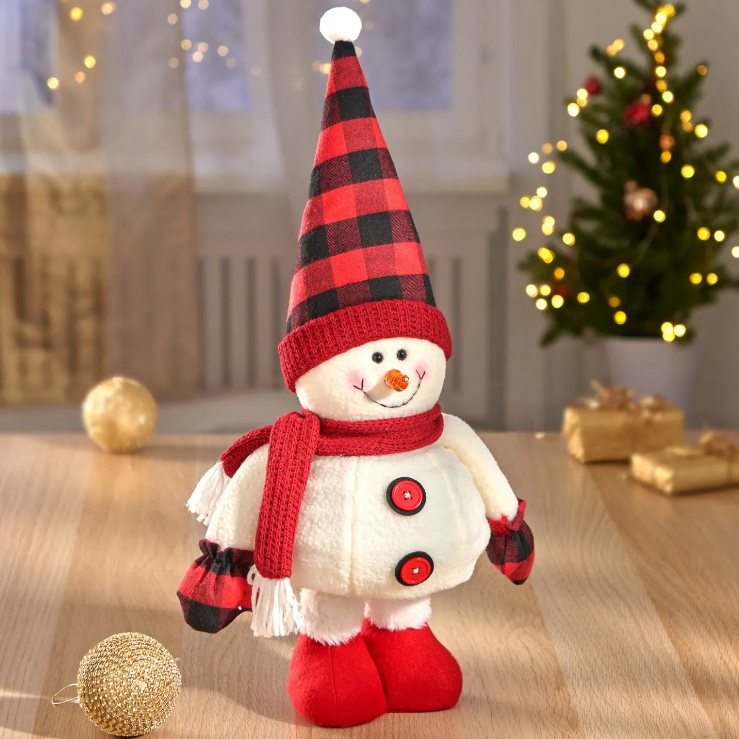 Textilfigur Schneemann höhenverstellbar