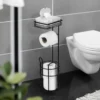 Toilettenpapierhalter mit Ablage & Ersatzrollenhalter Schwarz WENKO