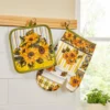 Topflappen- & Küchenhandschuh-Set „Sonnenblumen“