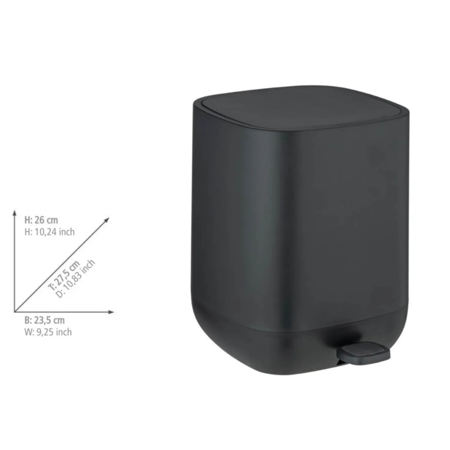 Treteimer „Davos“, 6,5 L, schwarz, Easy-Close WENKO