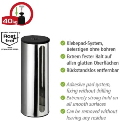 Turbo-Loc® Ersatzrollenhalter „Detroit“ Edelstahl WENKO