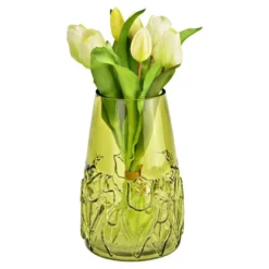 Vase mit Blumendekor grün 22 cm Höhe