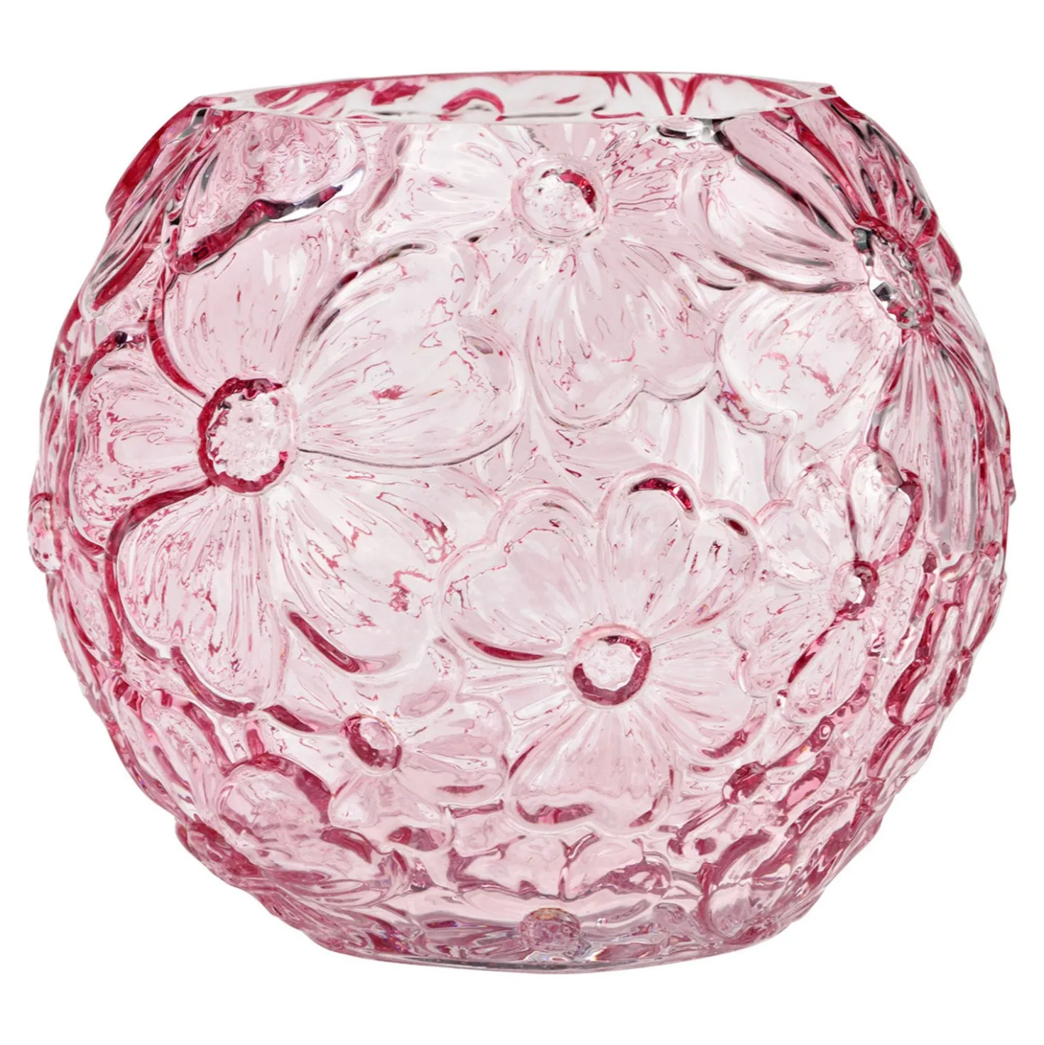 Vase mit Blumendekor rosa 16 cm Höhe