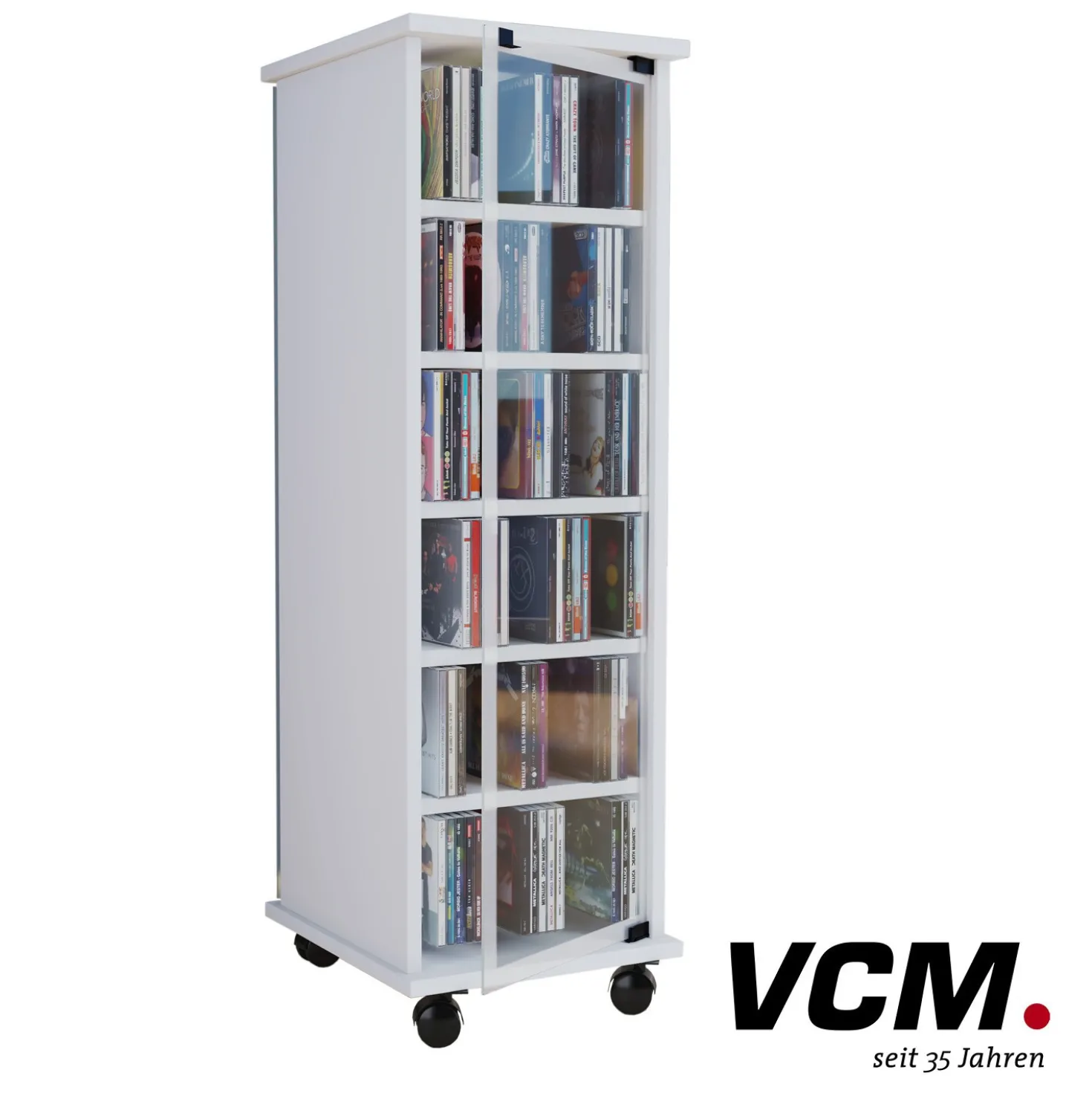 VCM CD/DVD-Turm "Valenza" drehbar für 300 CDs Weiß