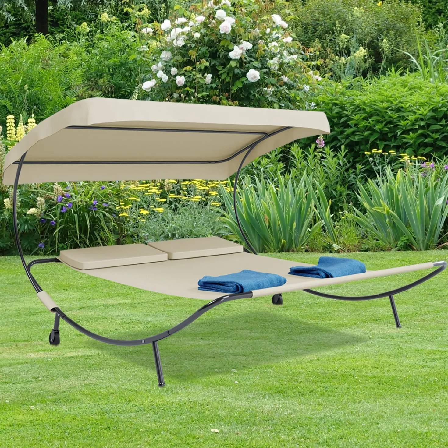 VCM Doppelliege Gartenliege "Bindox" Creme