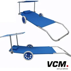 VCM Gartenliege Sonnenliege rollbar Blau