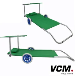 VCM Gartenliege Sonnenliege rollbar Grün