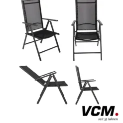 VCM Gartenstuhl 4er Set Anthrazit