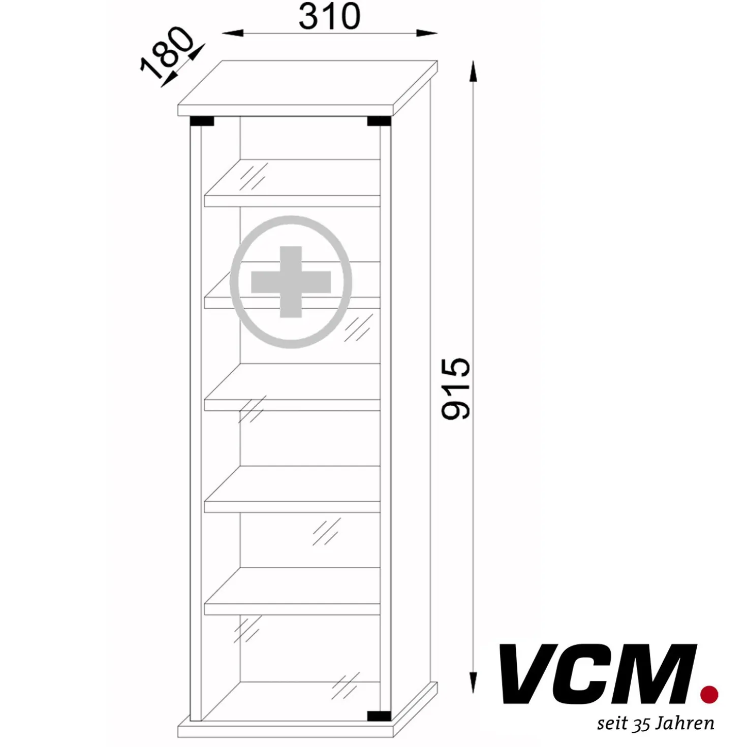 VCM Medizinschrank "Gusal XXL" Sonoma-Eiche