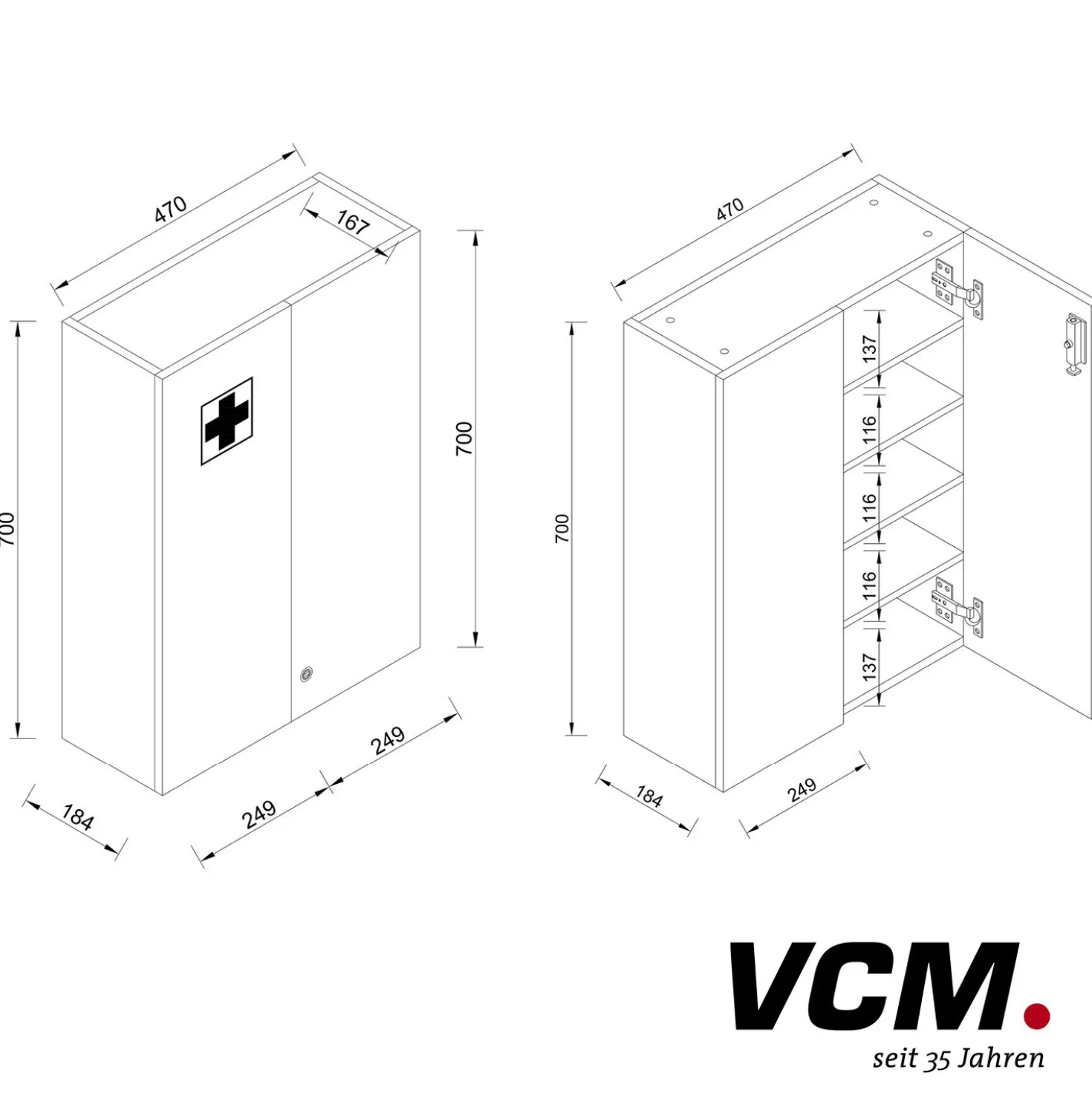 VCM Medizinschrank "Medasa XL" Weiß