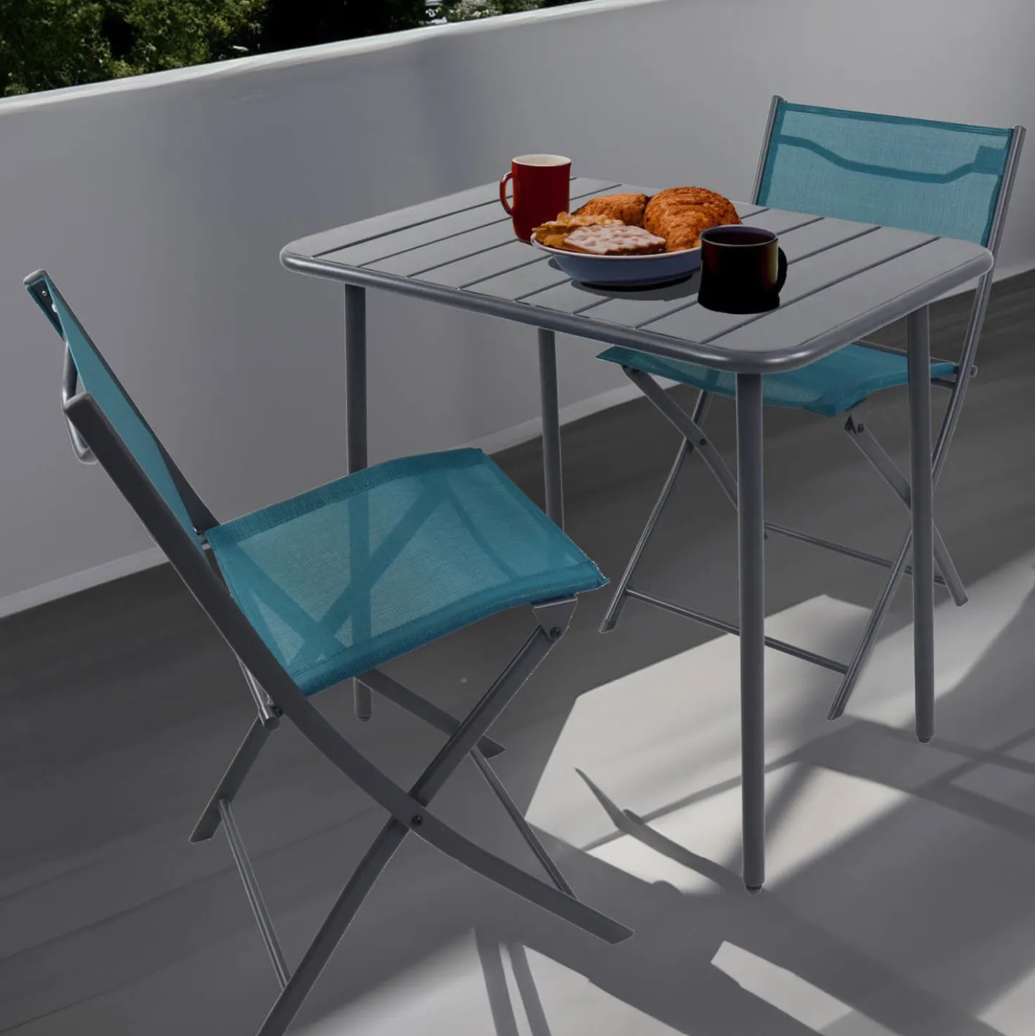 VCM 3-tlg. Gartenset "Sumila" 80 x 55 Türkis