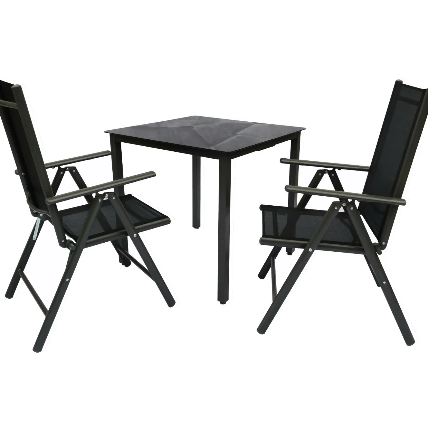 VCM 3-tlg. Sitzgruppe: 80 x 80 cm Tisch + 2 Stühle