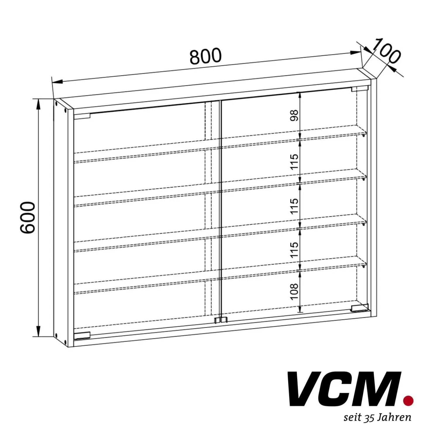 VCM Wandvitrine "Mandosa L" Weiß
