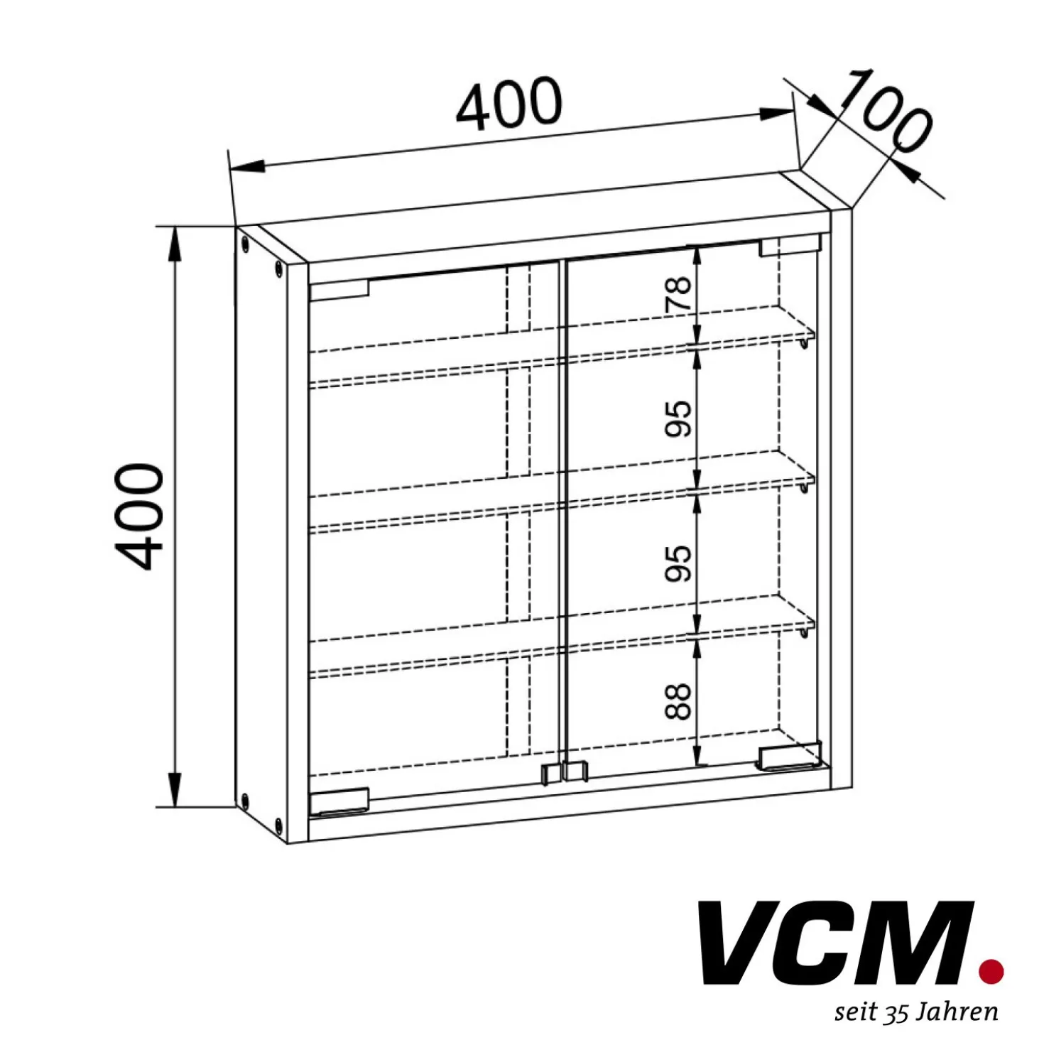 VCM Wandvitrine "Mandosa S" Schwarz