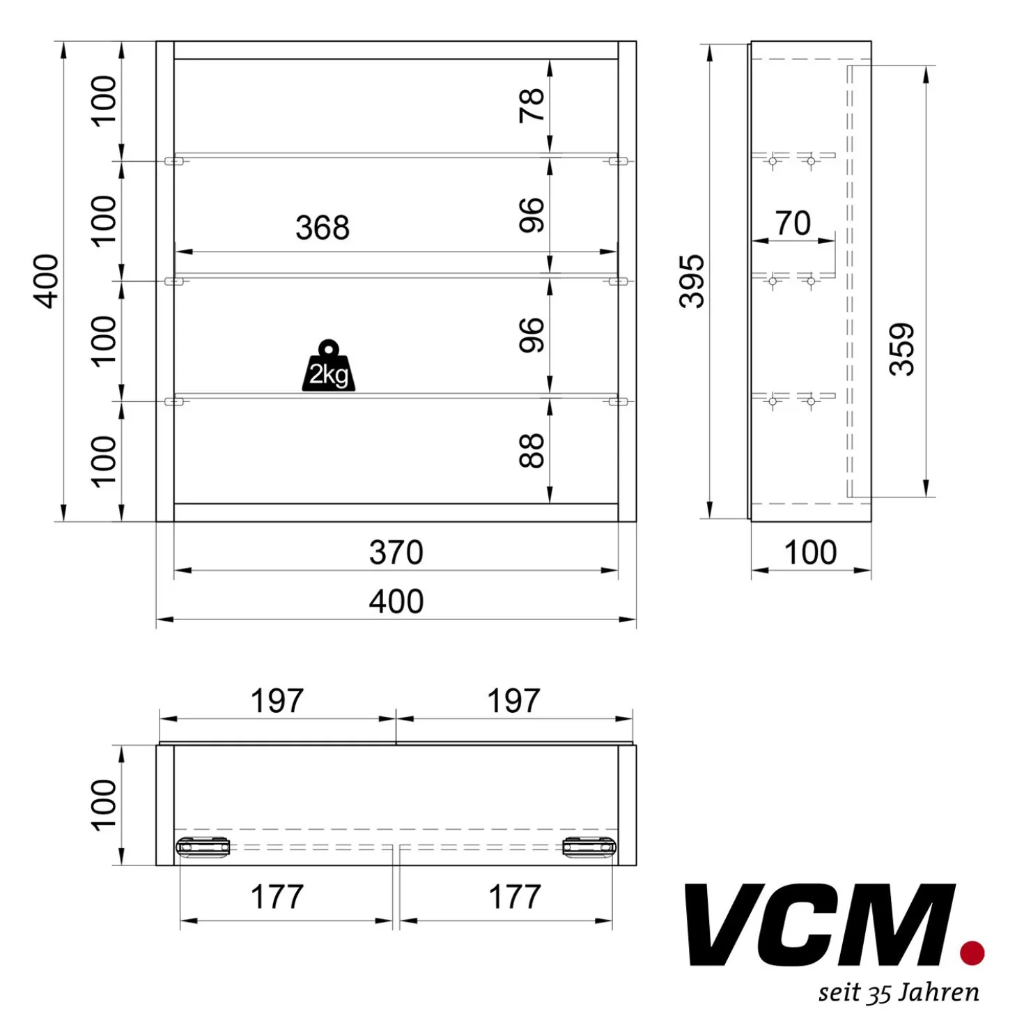 VCM Wandvitrine "Mandosa S" Schwarz