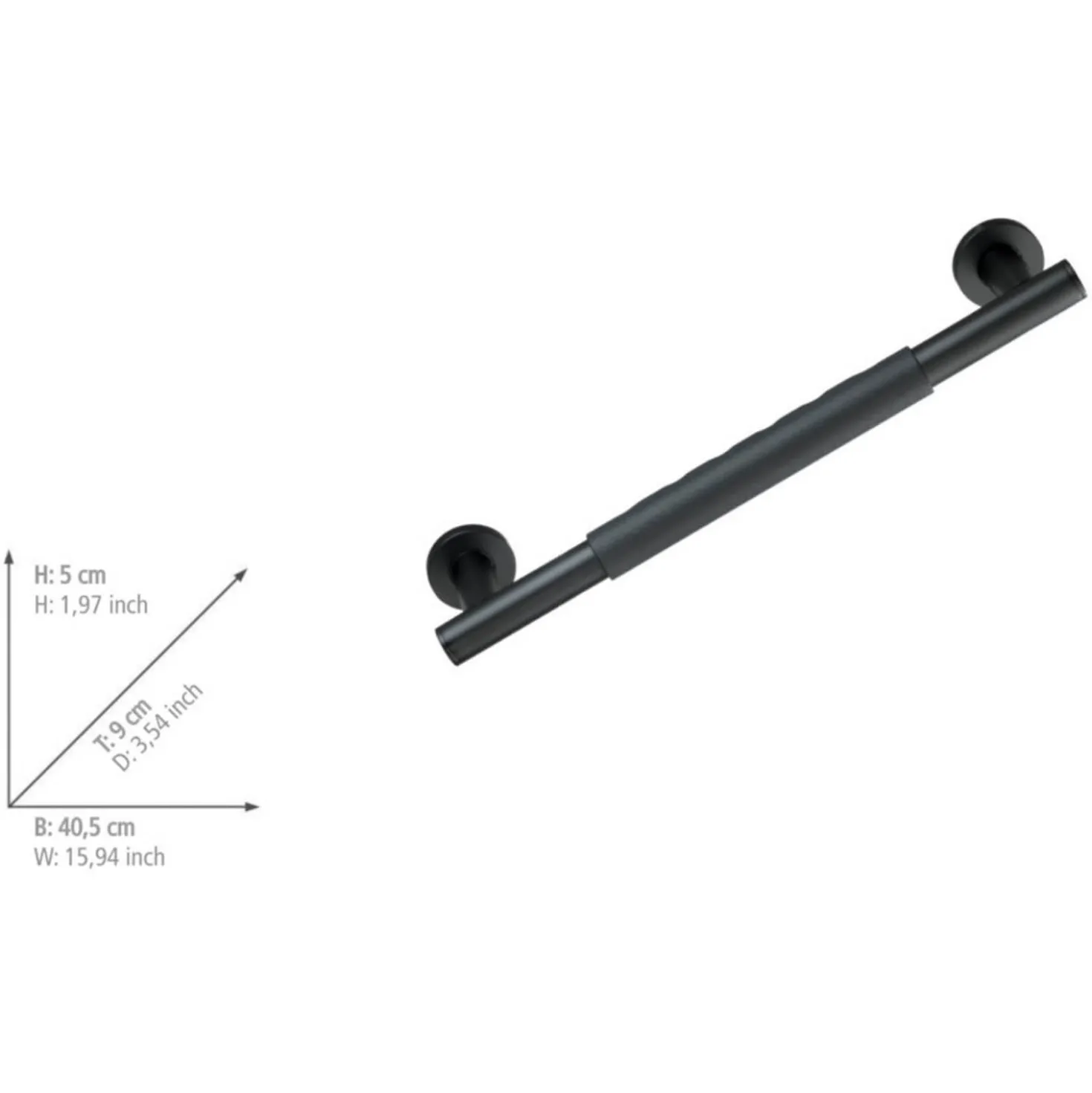 Wandhaltegriff „Secura“ 40,5 cm Schwarz WENKO