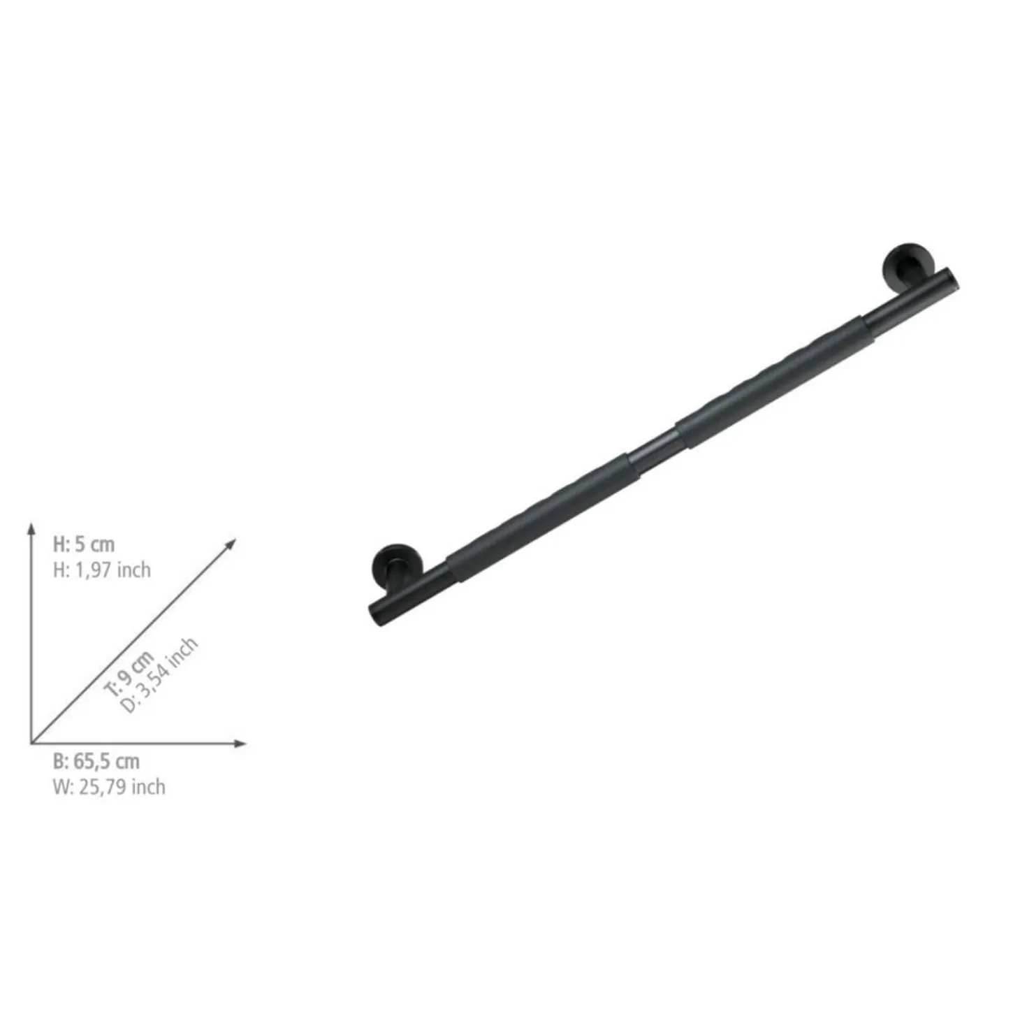 Wandhaltegriff „Secura“ 65,5 cm Schwarz WENKO