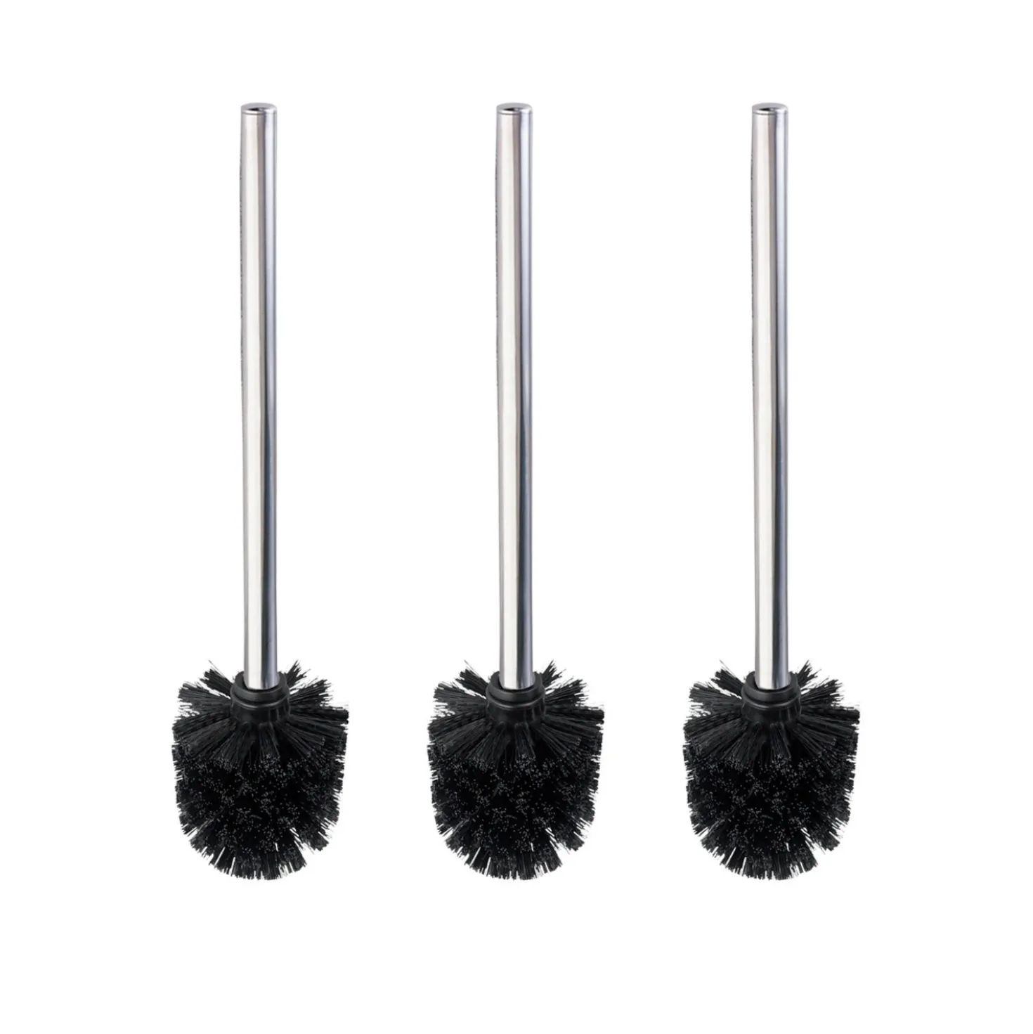 WC-Bürste mit Edelstahlstiel „Glänzend“ 3er Set Schwarz WENKO