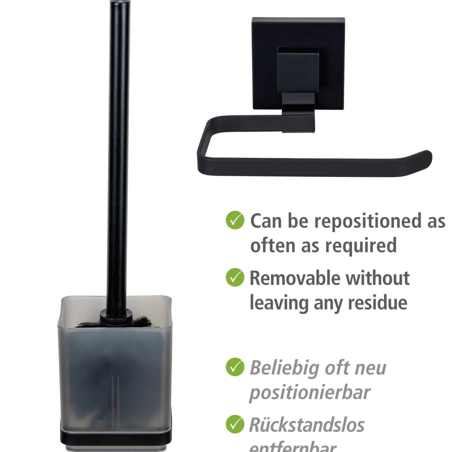 WC-Set „Vacuum-Loc® Quadro“ Schwarz WENKO