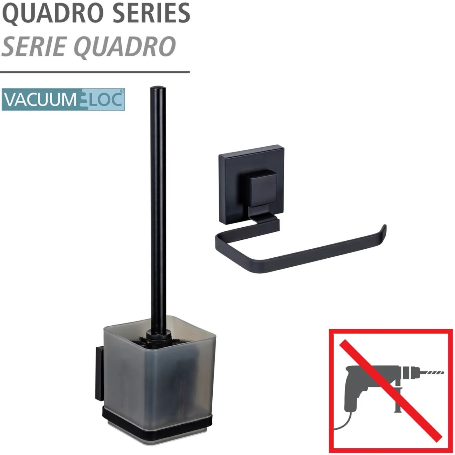 WC-Set „Vacuum-Loc® Quadro“ Schwarz WENKO