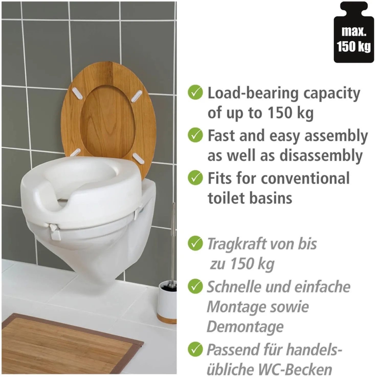 WC-Sitz-Erhöhung „Secura“ 150 kg Tragkraft WENKO