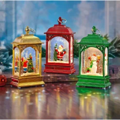 Weihnachtslaterne mit Glitter grün Eldo