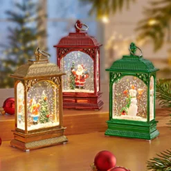 Weihnachtslaterne mit Glitter rot Eldo