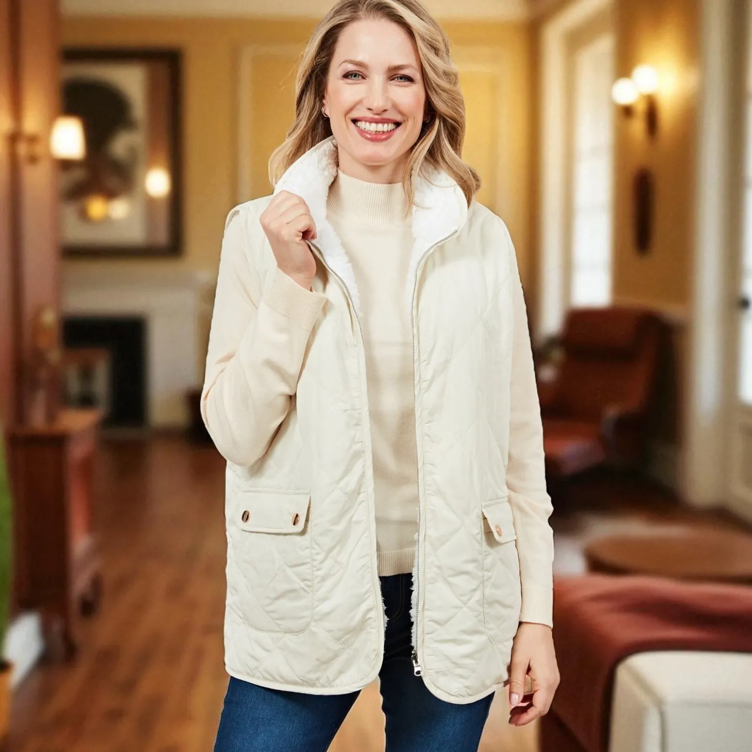 Wendeweste "Emilia" beige