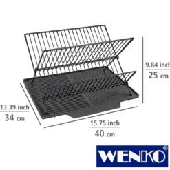 WENKO Abtropfmatte Nelia mit Abtropfgestell Schwarz