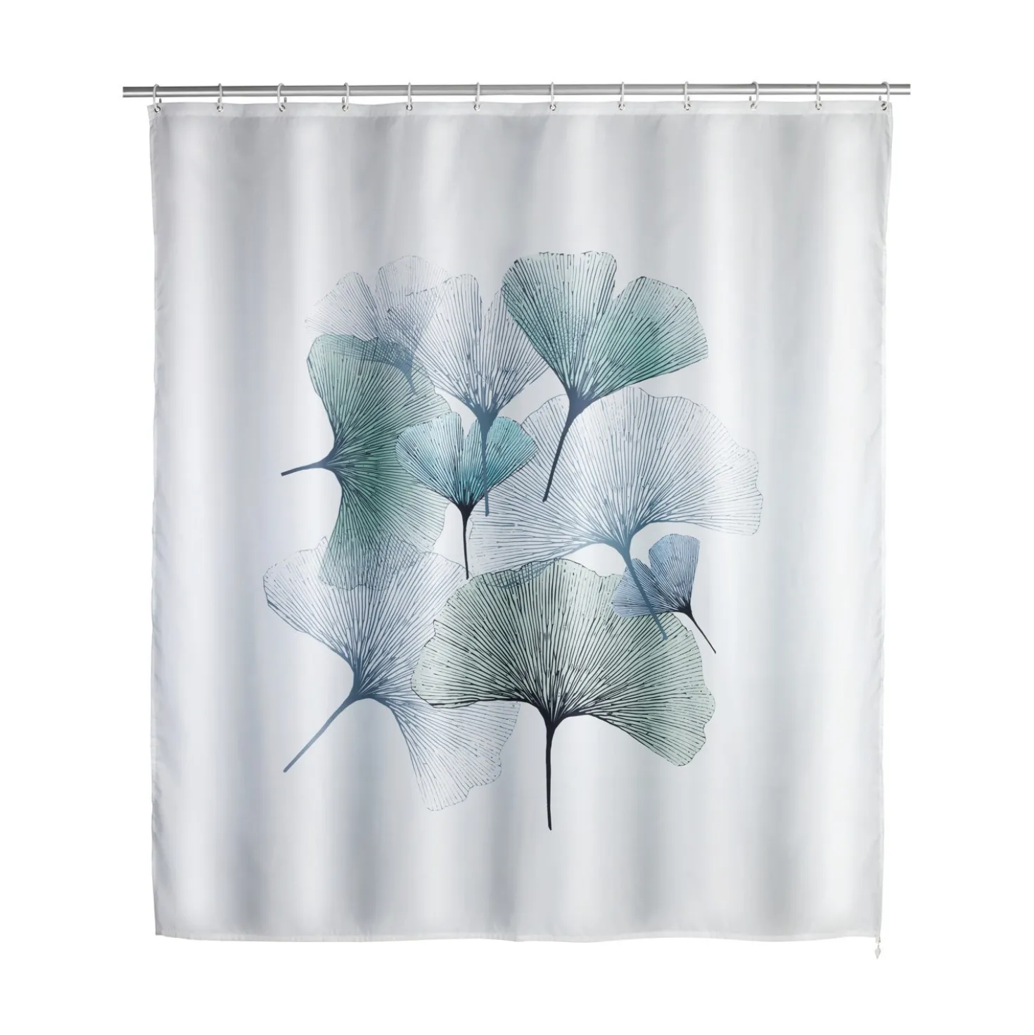 WENKO Anti-Schimmel Duschvorhang Ginkgo, Textil (Polyester), 180 x 200 cm, waschbar