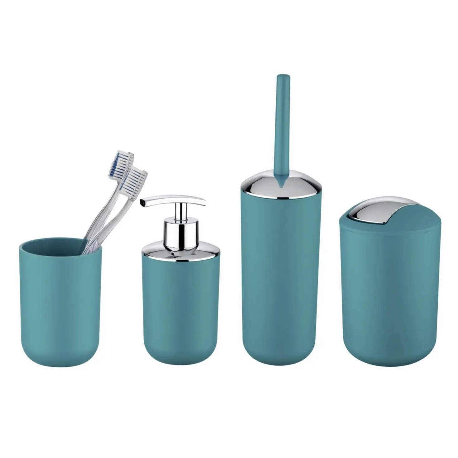 WENKO Bad-Accessoire Set "Brasil" Petrol, 4-tlg. bruchsicher
