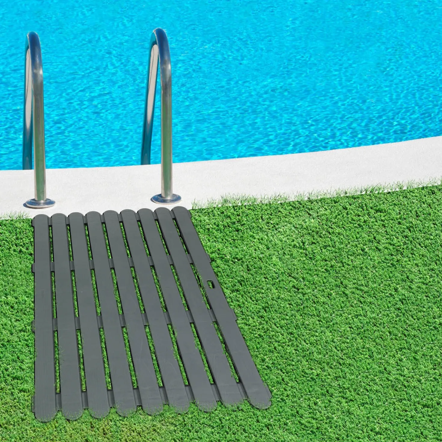 WENKO Badematte Mod. Indoor & Outdoor Grau, 50 x 80 cm, mit rutschhemmender Struktur
