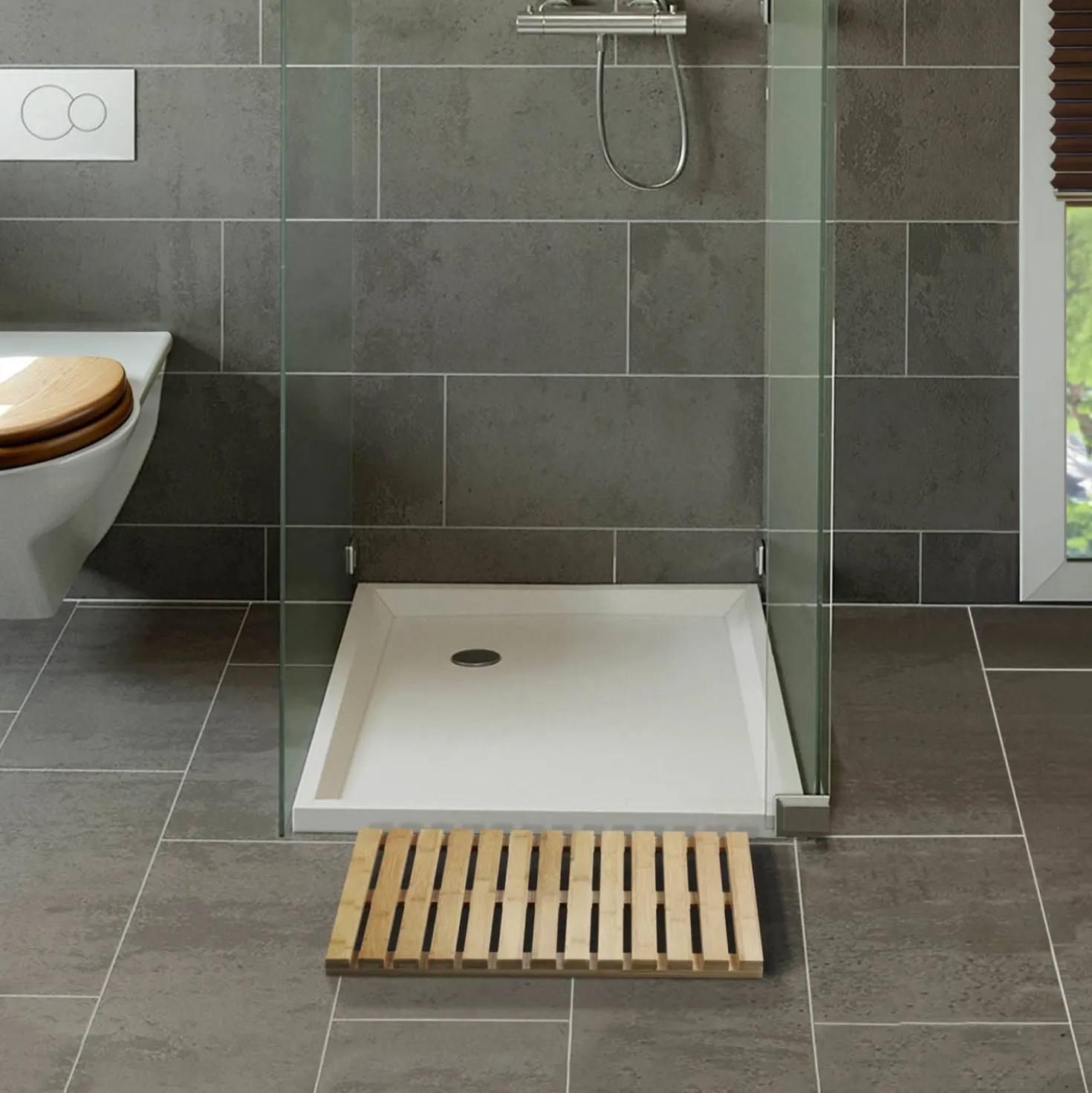 WENKO Baderost Mod. Indoor & Outdoor Bambus, 40 x 60 cm, mit rutschhemmender Unterseite